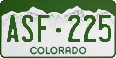 CO license plate ASF225