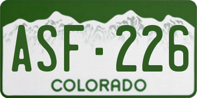 CO license plate ASF226