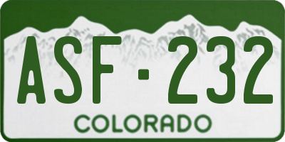 CO license plate ASF232