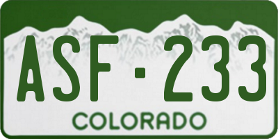 CO license plate ASF233
