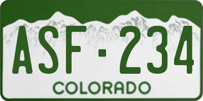 CO license plate ASF234