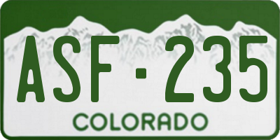 CO license plate ASF235