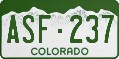 CO license plate ASF237