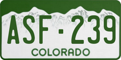 CO license plate ASF239