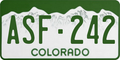CO license plate ASF242