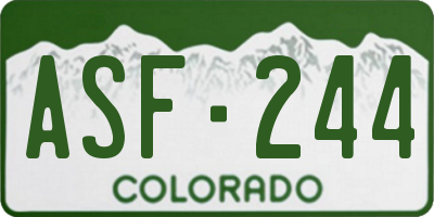 CO license plate ASF244