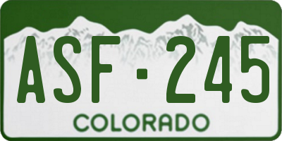 CO license plate ASF245