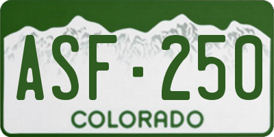 CO license plate ASF250