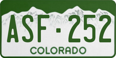 CO license plate ASF252