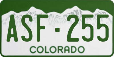 CO license plate ASF255