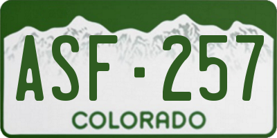 CO license plate ASF257