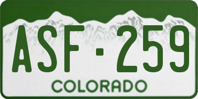 CO license plate ASF259