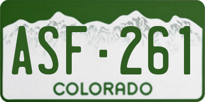 CO license plate ASF261