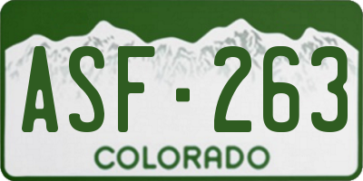 CO license plate ASF263