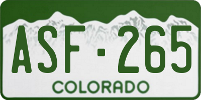 CO license plate ASF265