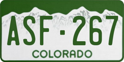 CO license plate ASF267