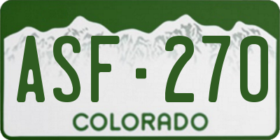 CO license plate ASF270