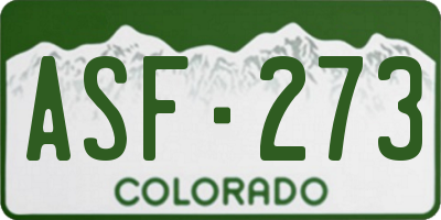 CO license plate ASF273