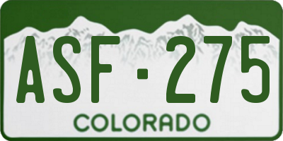 CO license plate ASF275