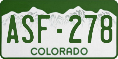 CO license plate ASF278