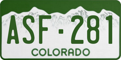 CO license plate ASF281
