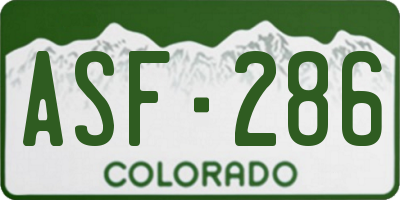 CO license plate ASF286