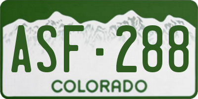 CO license plate ASF288