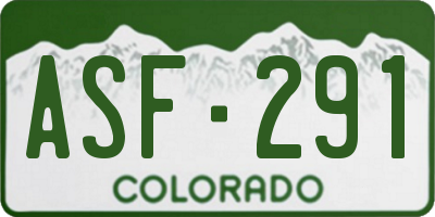 CO license plate ASF291