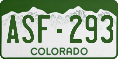 CO license plate ASF293
