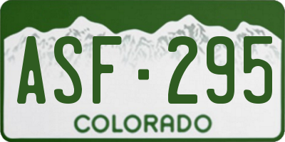 CO license plate ASF295