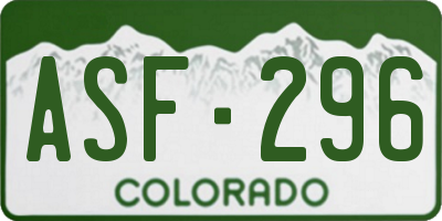 CO license plate ASF296