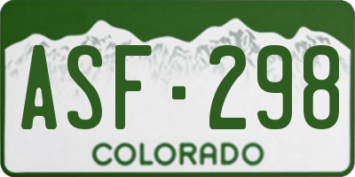 CO license plate ASF298