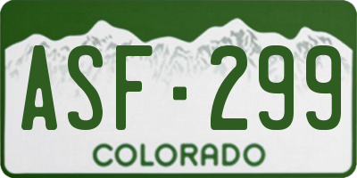 CO license plate ASF299