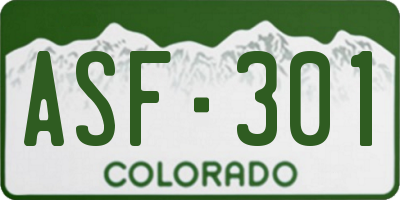 CO license plate ASF301