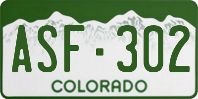 CO license plate ASF302