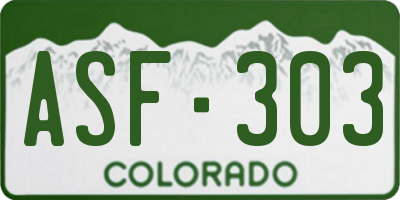 CO license plate ASF303