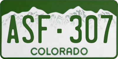 CO license plate ASF307
