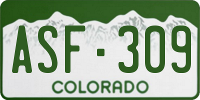 CO license plate ASF309