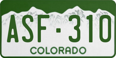 CO license plate ASF310