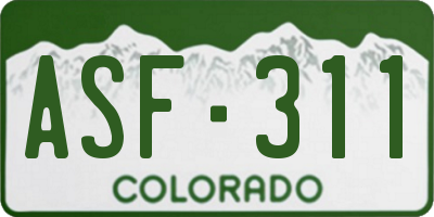 CO license plate ASF311
