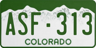 CO license plate ASF313