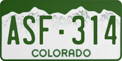 CO license plate ASF314