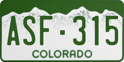 CO license plate ASF315