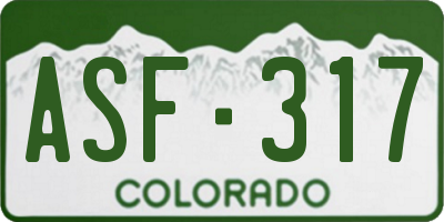 CO license plate ASF317
