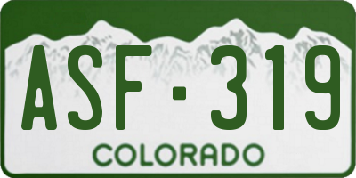 CO license plate ASF319