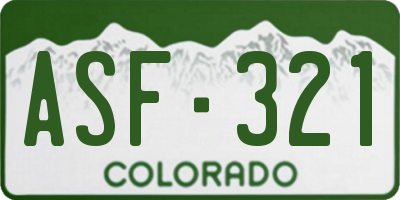 CO license plate ASF321
