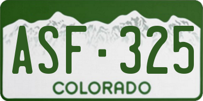 CO license plate ASF325