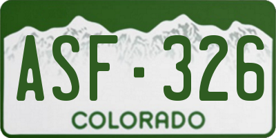 CO license plate ASF326