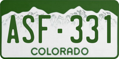 CO license plate ASF331