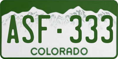 CO license plate ASF333
